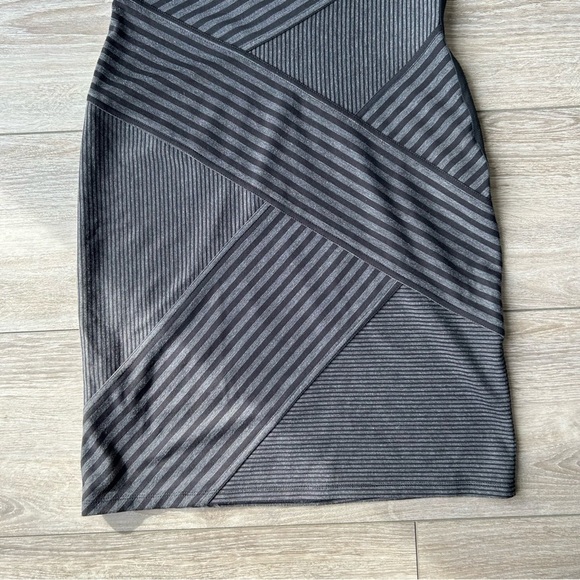 BCBGMAXAZRIA Corissa Black Grey Striped-Panel Dress - Picture 14 of 14